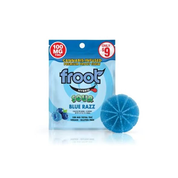 Froot Sour Blue Razz Gummy - 100mg Single Cut-to-dose