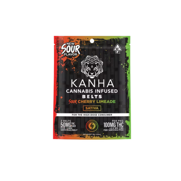 Kanha Sour Belts | Sour Cherry Limeade | Sativa 100mg