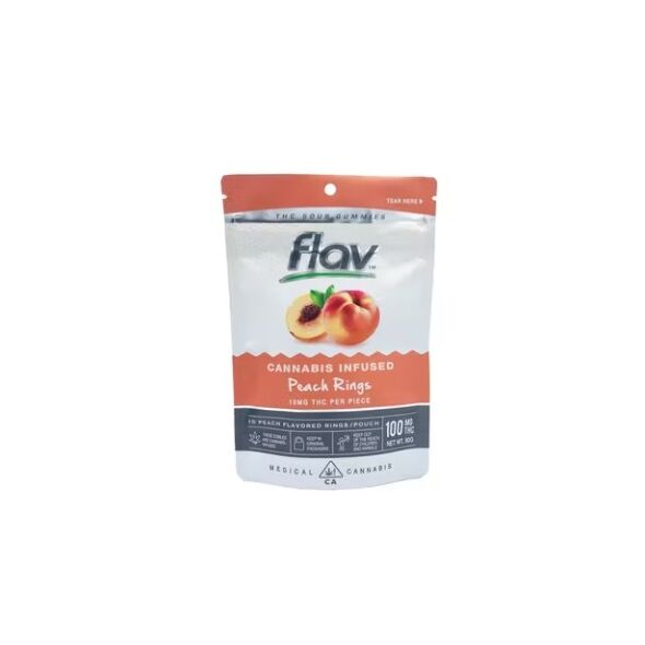 Peach Sour Gummy Rings 100mg | Flav