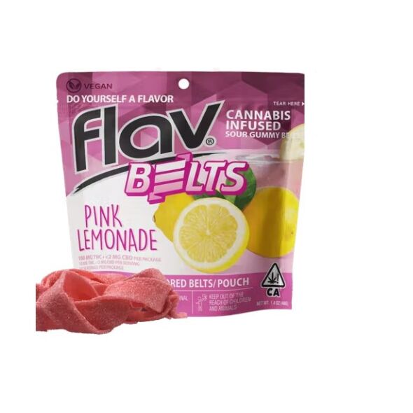 Pink Lemonade Sour Gummy Belts 100mg | Flav