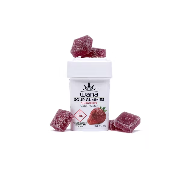 Wana Sour Gummies: Strawberry 10:1 CBD/THC