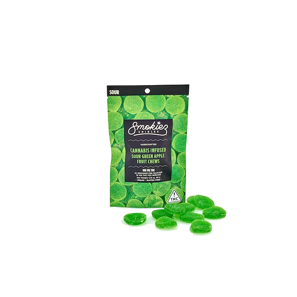 Sour Green Apple Fruit Chews, 100 mg THC - NV